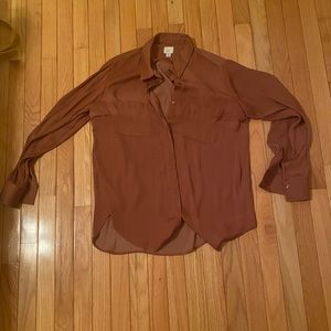 Silk Terracotta Button down